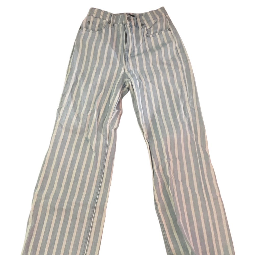 7 For All Mankind Pinstripe Light Wash Jeans Cropped Alexa 25’s